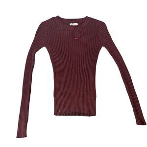 Nine West Ribbed Sweater Maroon Size X Small NWT